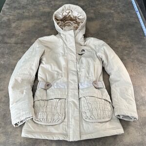 Nike ACG Hooded Parka Jacket Womens Size S Beige *MISSING FUR HOOD TRIM*